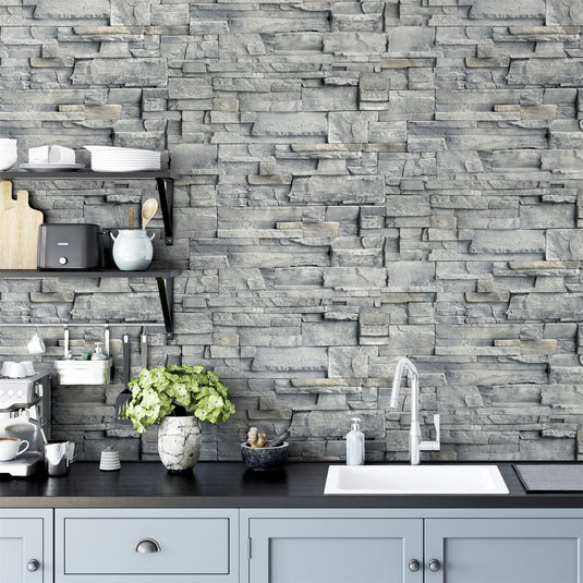 Slate Wall Grey Wallpaper