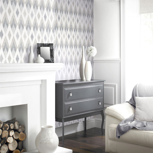 Scandi Diamond Silver Wallpaper