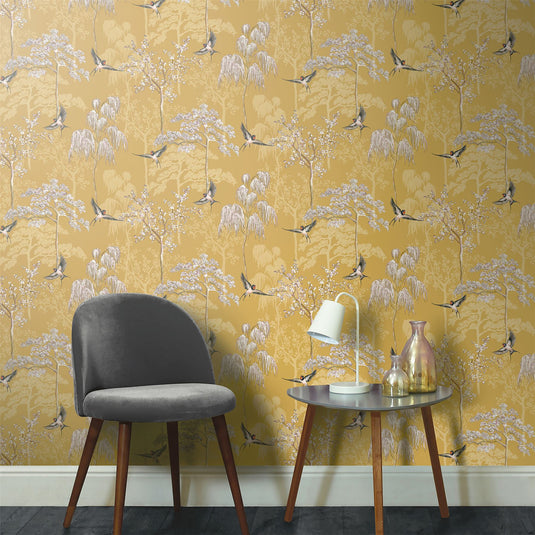 Japanese Garden Ochre Wallpaper