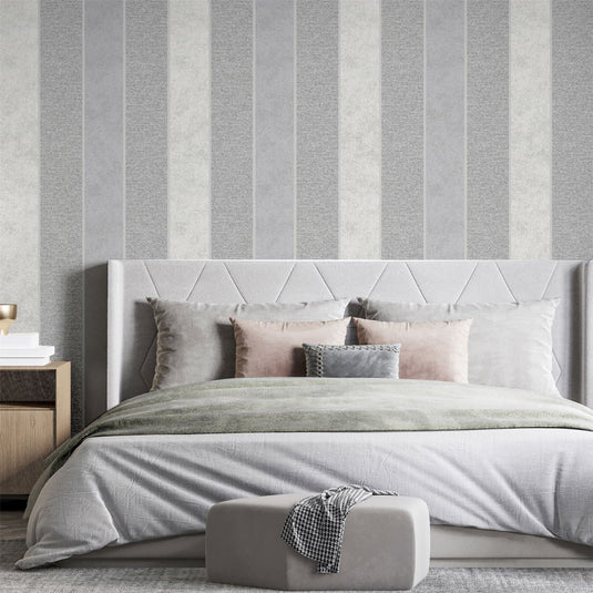 Calico Stripe Grey Wallpaper