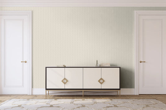 Symmetrical Chic Ivory and Silver Wallpaper