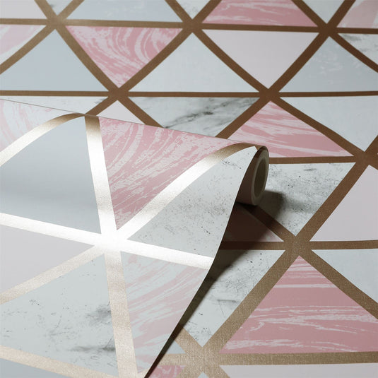 Marble Geo Pink Multi Wallpaper