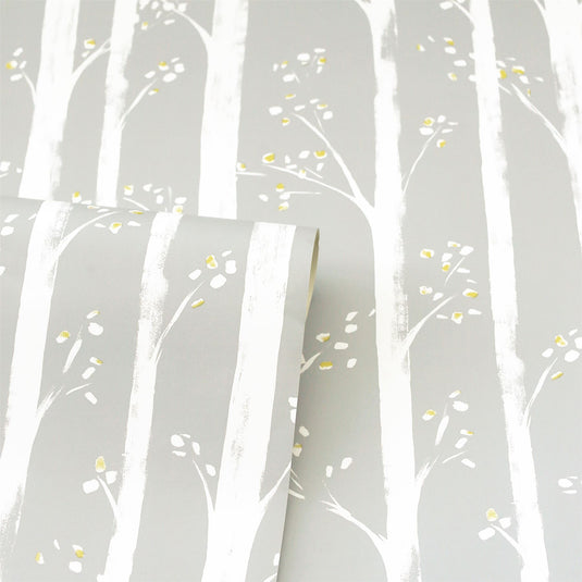 Pretty Trees Ochre/Grey Wallpaper