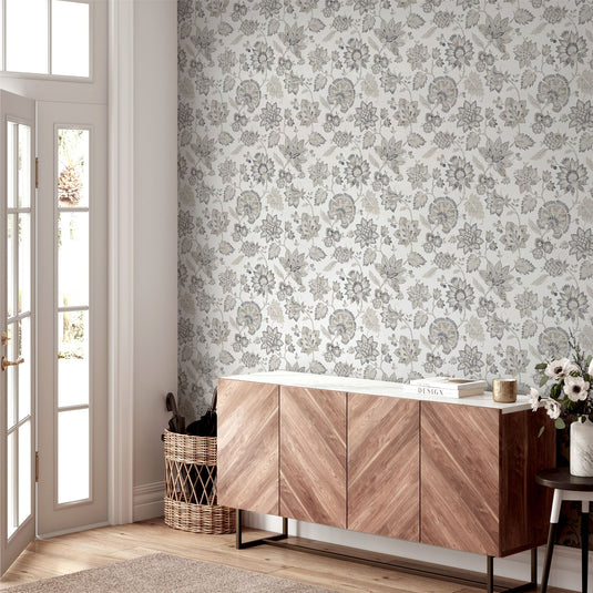 Soft Jacobean Trail Soft Grey Wallpaper