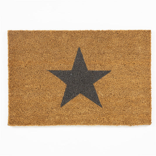 Astley Printed Star Coir Natural Charcoal Doormat