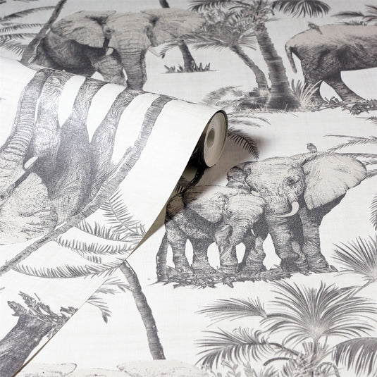 Safari Elephant Charcoal Wallpaper