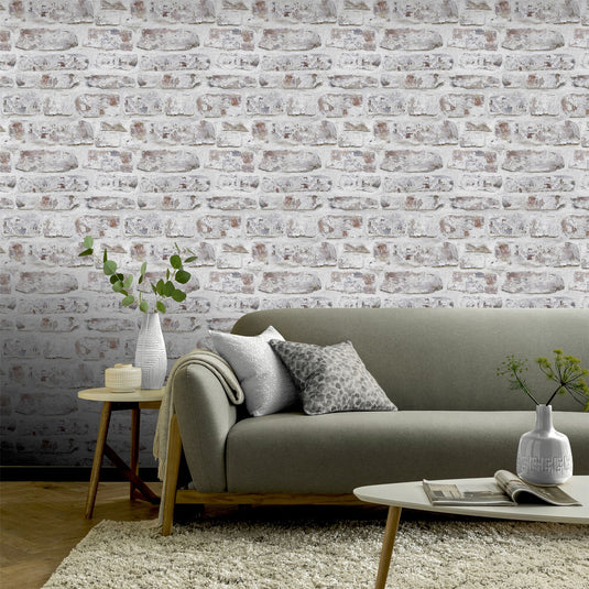 Whitewashed Wall White Wallpaper