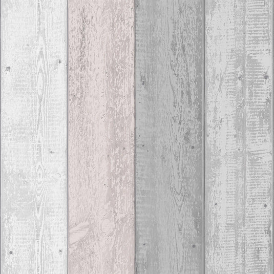 Painted Wood Pink and Grey Wallpaper