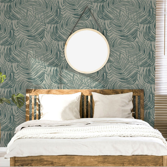 Tropical Leaf Sage Green Wallpaper