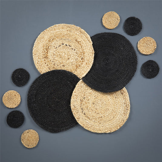 Ure Black Coasters with Tie