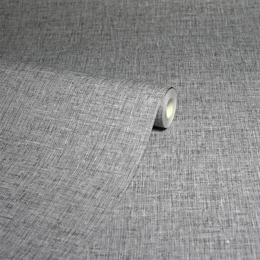 Linen Texture Mid Grey Wallpaper