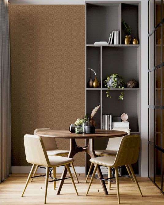 Symmetrical Chic Copper and Gold Wallpaper