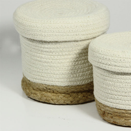 Balham Lidded Nested Baskets Cream