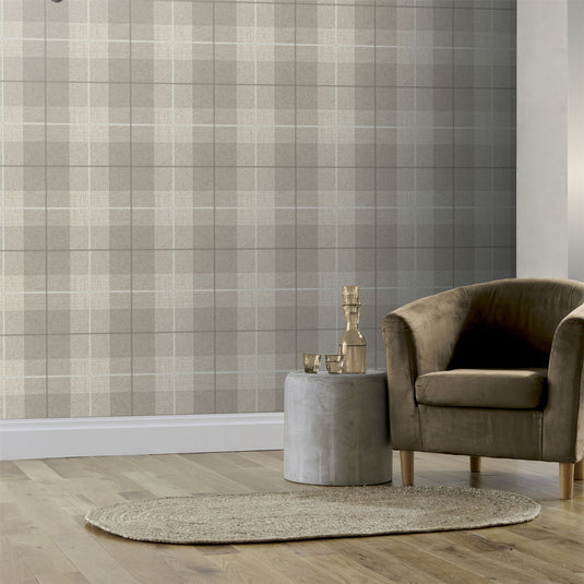 Country Tartan Taupe Wallpaper