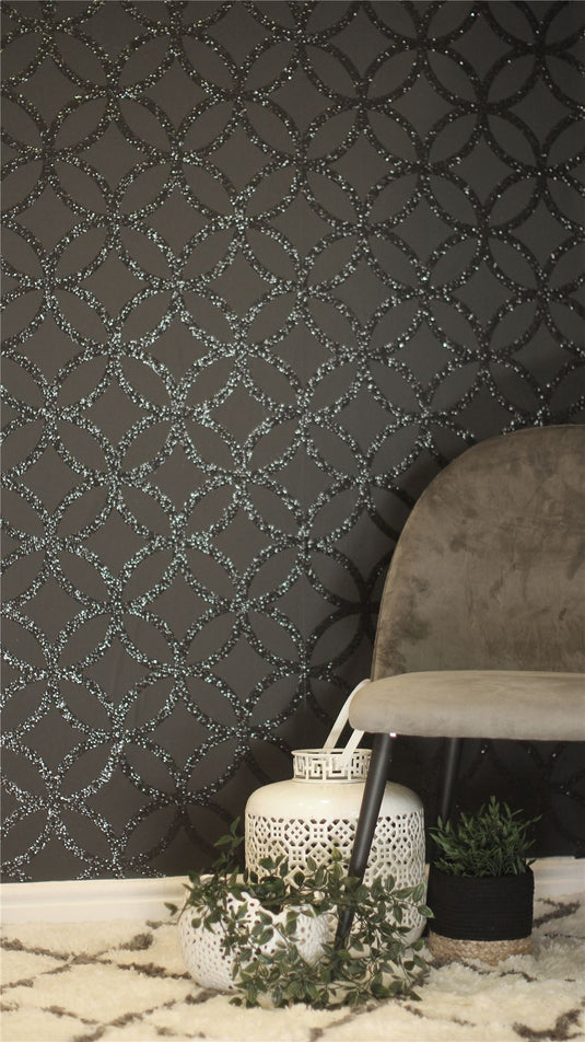 Sequin Geo Black Wallpaper