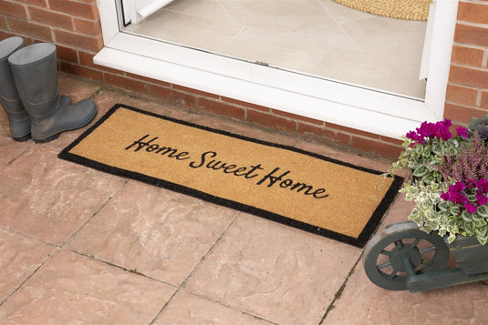 Astley Slogan Home Sweet Home PVC Backed Coir 40x120cm Natural Doormat