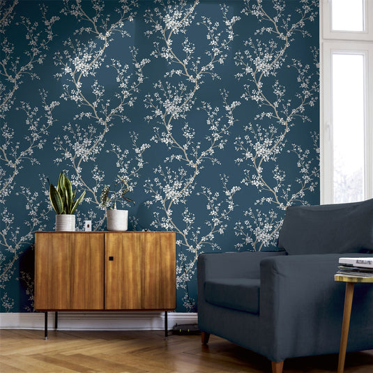 Oriental Trail Teal Wallpaper