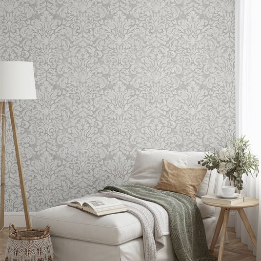 Marinski Damask Soft Gold & Natural Wallpaper