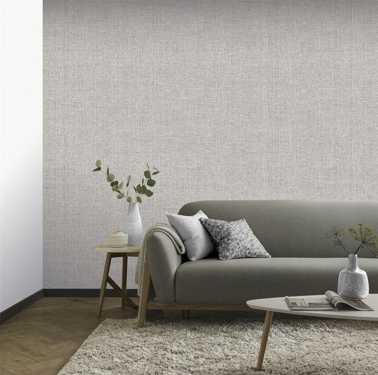 Luxe Hessian Mid Grey Wallpaper