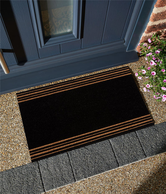 Astley 4 Stripes Coir Black Doormat