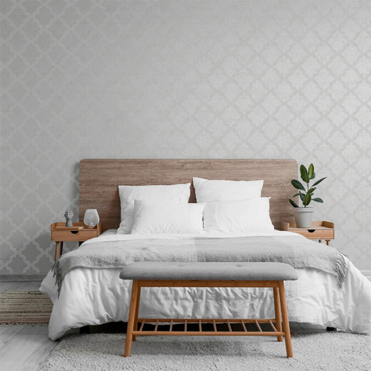 Ornate Trellis Grey Wallpaper