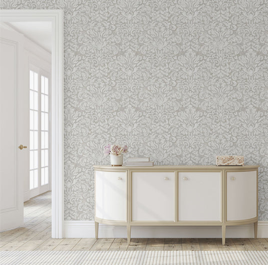 Marinski Damask Soft Gold & Natural Wallpaper