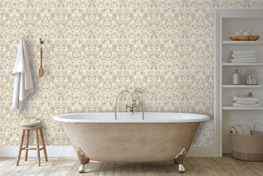 Folk Floral Neutral Wallpaper