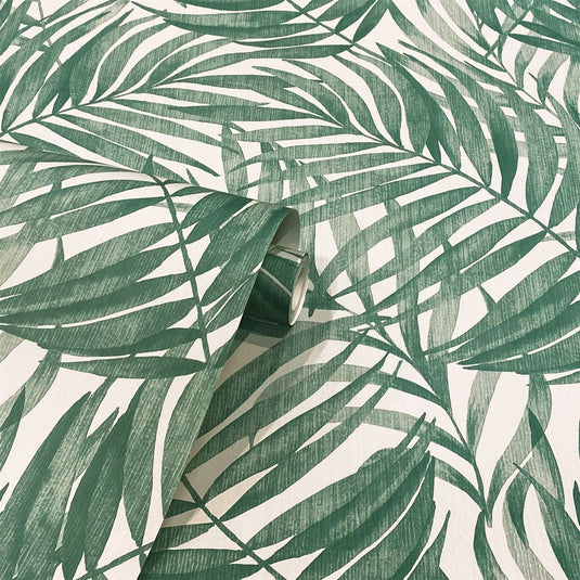 Tropical Leaf Sage Green Wallpaper