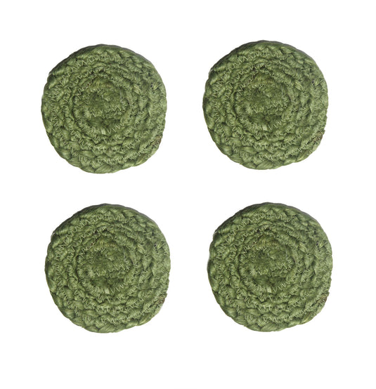 Ure Jute Rope 11.5x11.5cm Olive Set of 4 Coasters with Tie