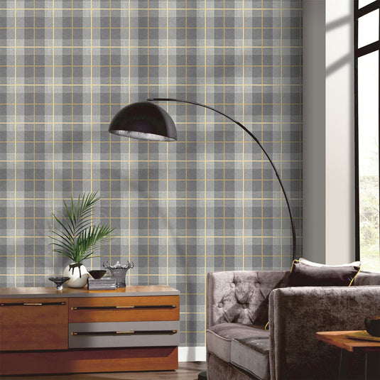 Heritage Tartan Ochre/Grey Wallpaper