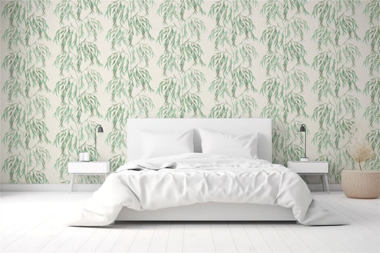 Willow Tree White/Green Wallpaper