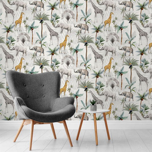 Serengeti Animals Multicoloured Wallpaper