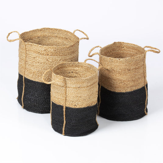 Beckenham Jute Round Baskets Black