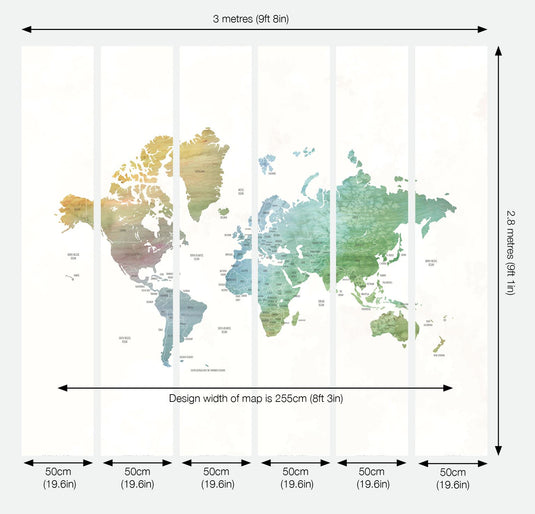 World Map Mural Wallpaper