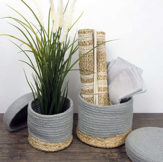 Balham Lidded Nested Baskets Grey