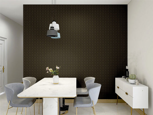 Symmetrical Chic Black and Gold Wallpaper