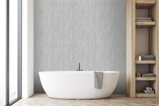 Japandi Grasscloth Grey Wallpaper