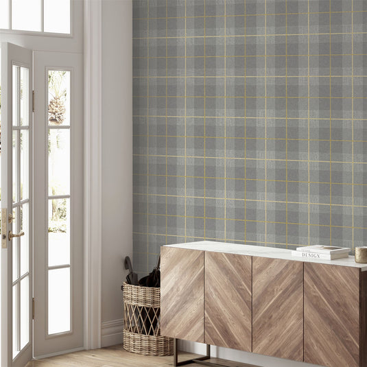 Heritage Tartan Ochre/Grey Wallpaper