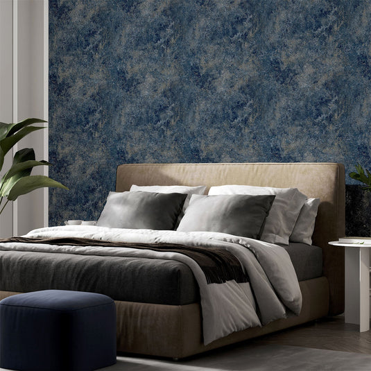 Modern Raffia Navy & Natural Wallpaper