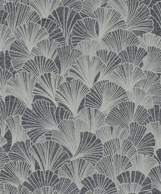 Ginkgo Grey/Silver Wallpaper