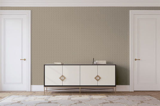 Symmetrical Chic Champagne and Silver Wallpaper