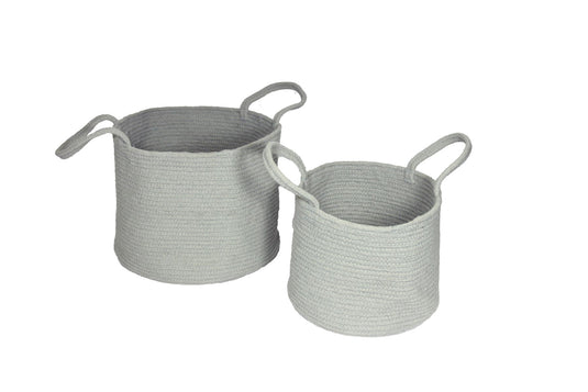 Beckton Cotton Baskets with Handle Grey