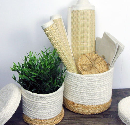 Balham Lidded Nested Baskets Cream