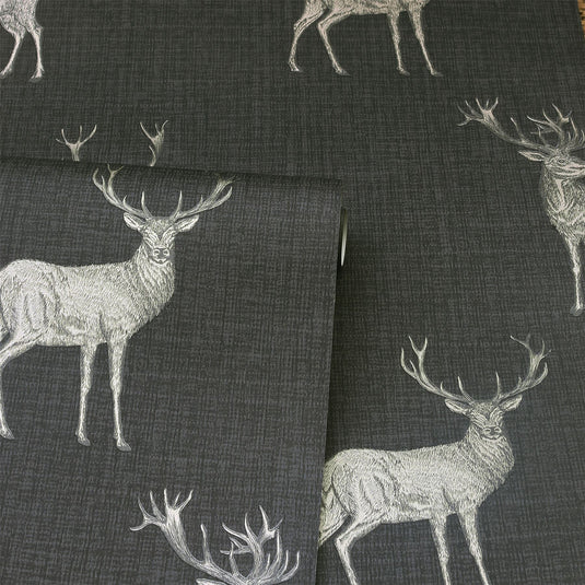 Heritage Stag Charcoal/Copper Wallpaper