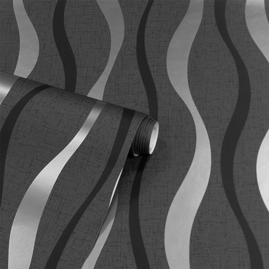 Ribbon Geo Black Wallpaper