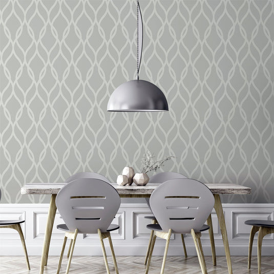 Sequin Trellis Grey/Silver Wallpaper