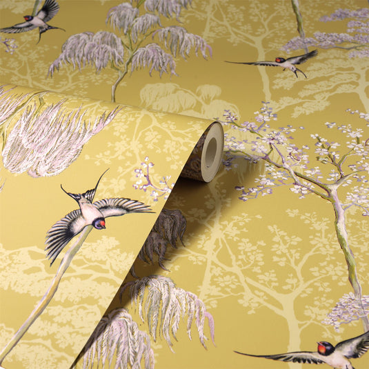 Japanese Garden Ochre Wallpaper