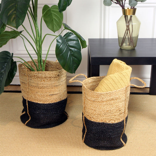 Beckenham Jute Round Baskets Black