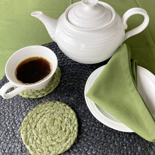 Ure Olive Coasters with Tie