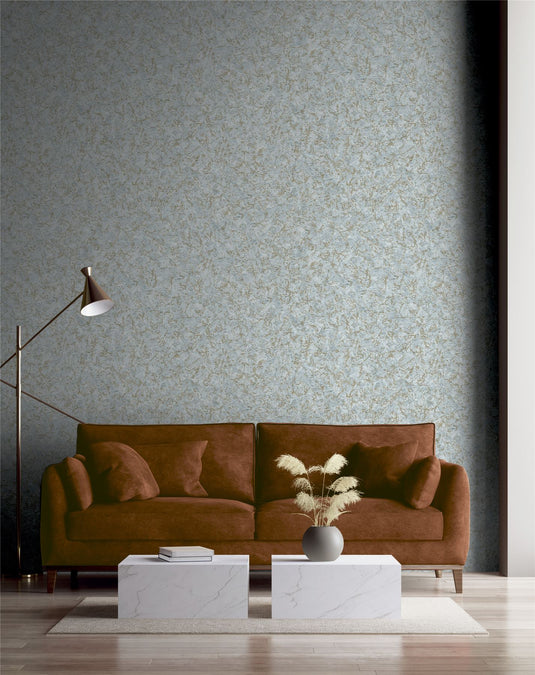 Textured Marble Soft Blue / Gold Wallpaper